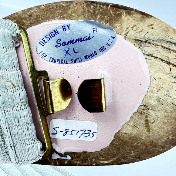 Sommai World Natural Tropical Shell Elastic Belt Women XL USA VTG Pearl Abalone - Picture 3 of 6